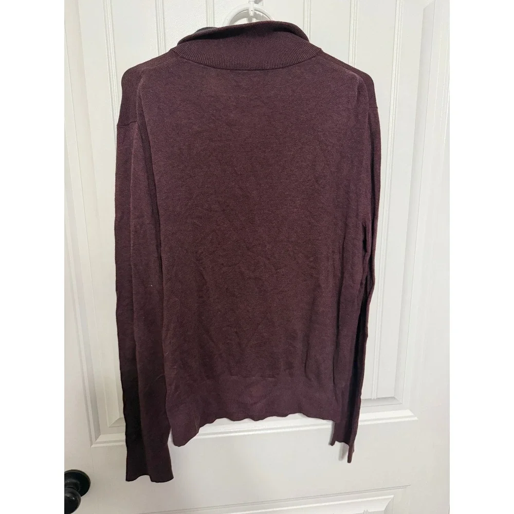 Banana Republic Sweater Men M Luxe Sweater Collection Quarter Zip Burgundy EUC